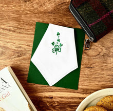 Load image into Gallery viewer, Irish shamrock embroidered handkerchief