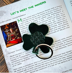 Handmade leather shamrock keyring